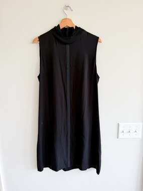 Kit and Ace Ryder Sleeveless Silk High Neck Boxy Mini Dress Black 12